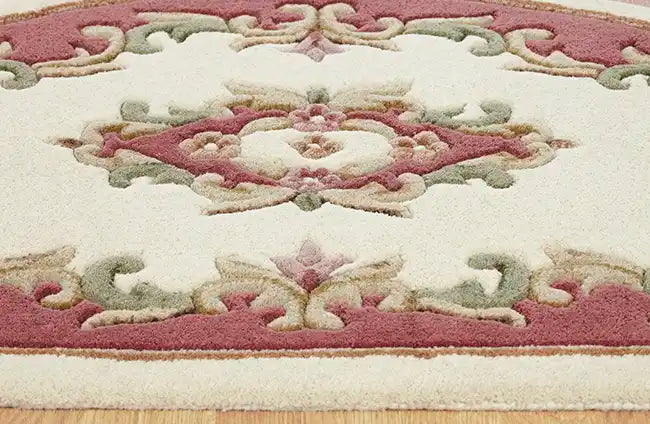 Oriental Weavers royal indian cream rose Ivory, Pink Living Room Wool Rug.