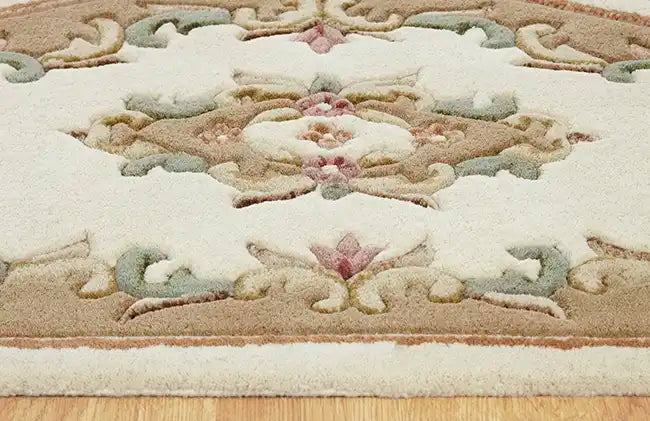 Oriental Weavers royal indian cream beige Beige, Ivory Living Room Wool Rug.