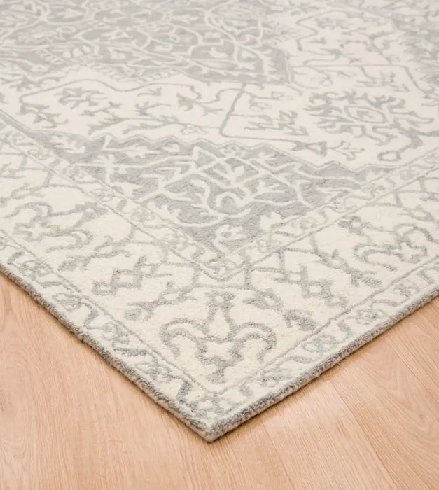 Asiatic bronte smoke cream Grey, Ivory Living Room Wool Rug.
