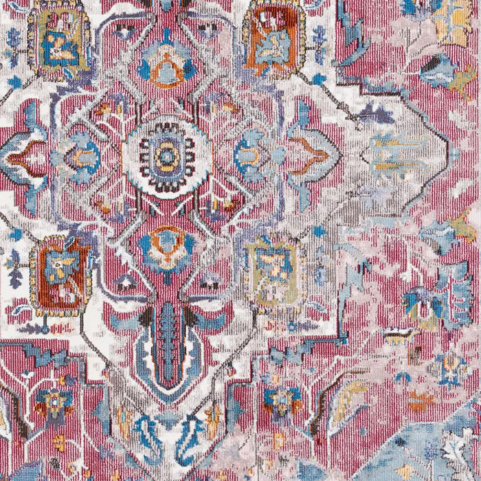 Think Rugs 16th avenue 91da fushcia blue Blue, Multicoloured, Pink Living Room Geometric Rug.