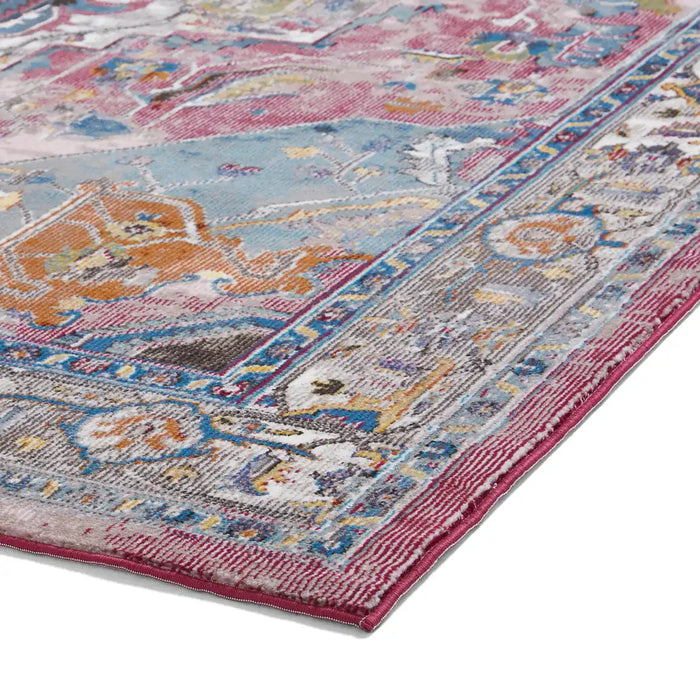 Think Rugs 16th avenue 91da fushcia blue Blue, Multicoloured, Pink Living Room Geometric Rug.