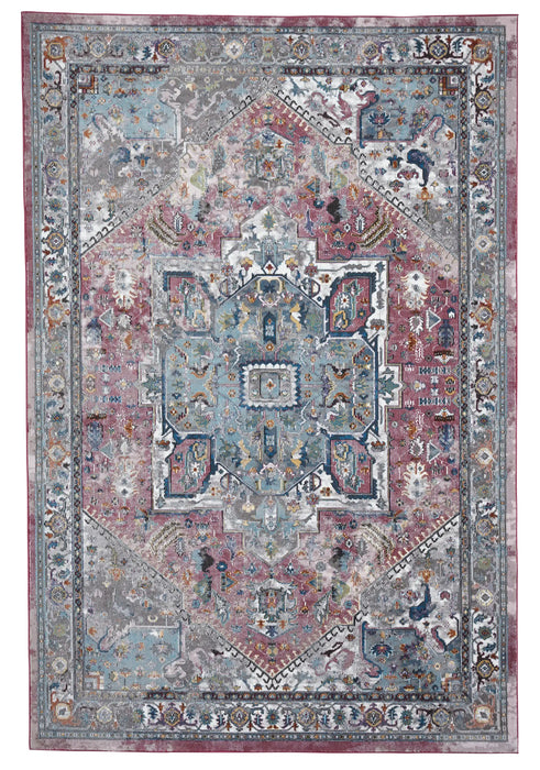 Think Rugs 16th avenue 92da fushchia blue Blue, Multicoloured, Pink Living Room Geometric Rug.