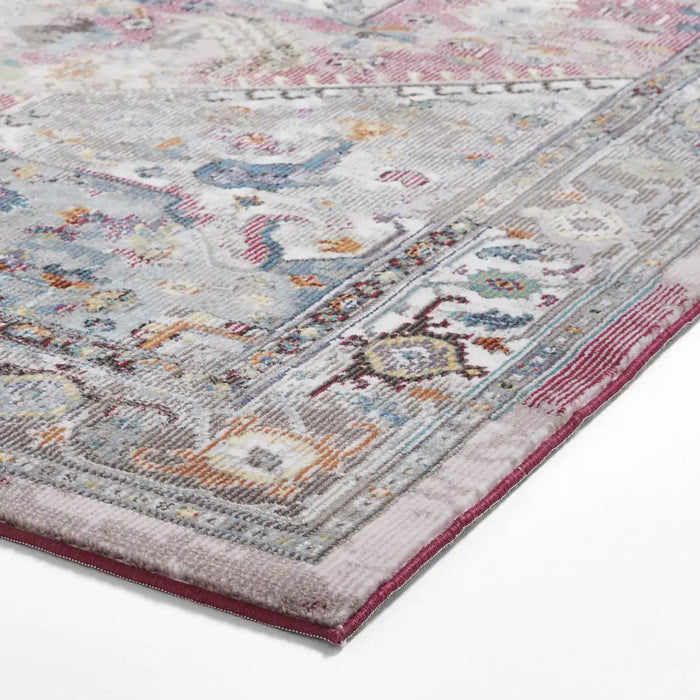 Think Rugs 16th avenue 92da fushchia blue Blue, Multicoloured, Pink Living Room Geometric Rug.