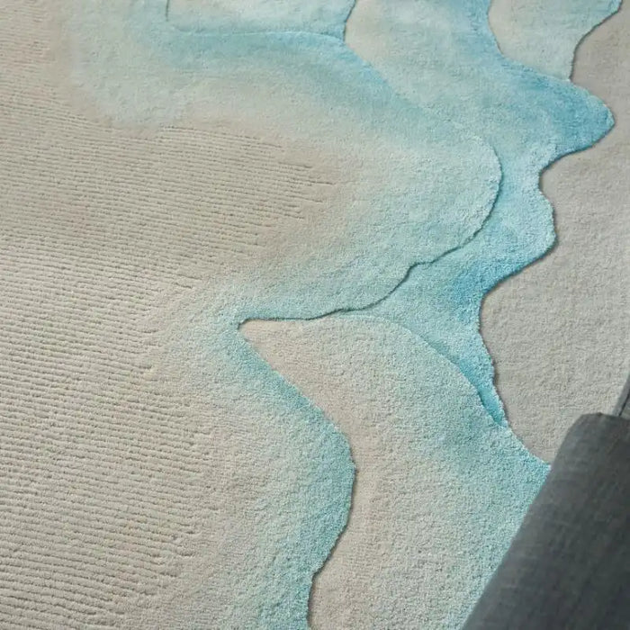 Nourison prismatic prs22 sea mist blue Blue Living Room Wool Rug.