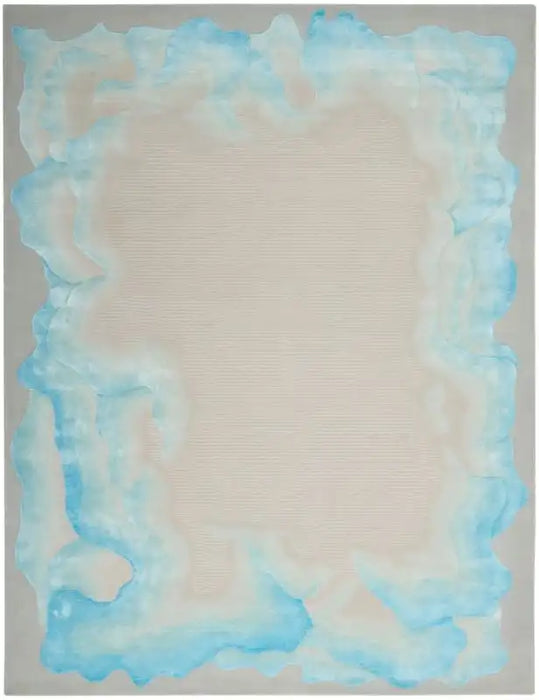 Nourison prismatic prs22 sea mist blue Blue Living Room Wool Rug.