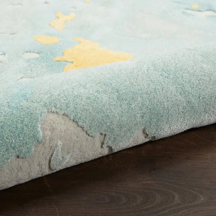 Nourison prismatic prs26 seafoam gold Green, Multicoloured Living Room Wool Rug.