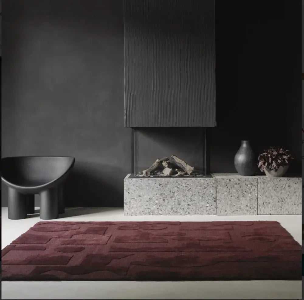 Mural Form Burgundy Multicoloured Rug — RugsDirect Online