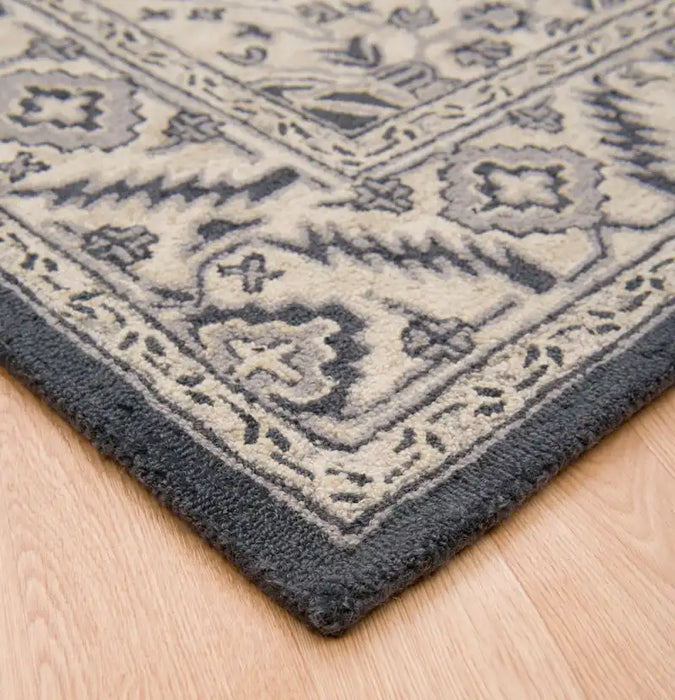 Asiatic bronte shadow charcoal beige Grey, Beige Living Room Wool Rug.