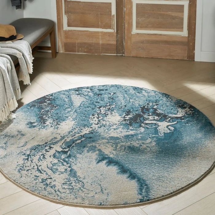 Nourison maxell mae08 ivory teal Ivory, Teal Living Room Floral Rug.