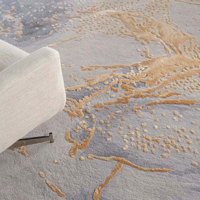 Nourison prismatic prs28 grey gold Grey Living Room Wool Rug.