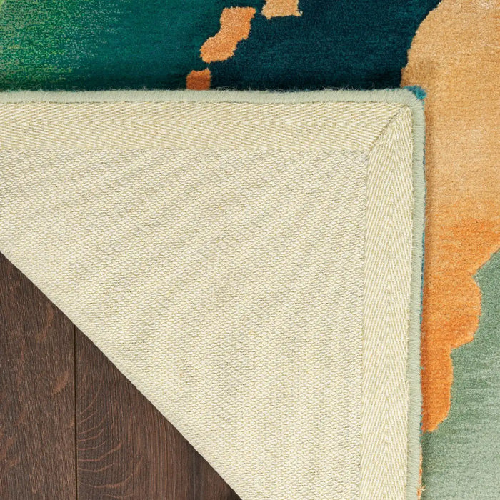 Nourison prismatic prs30 emerald Green Living Room Wool Rug.