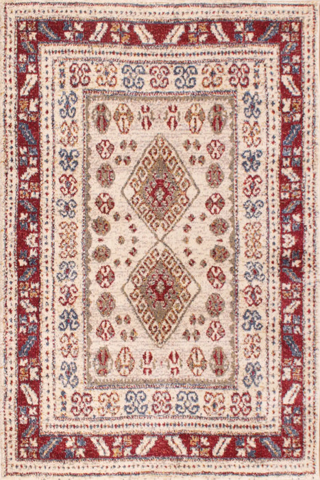URCO orient urco 2520 cream red Cream Living Room Moroccan Rug.