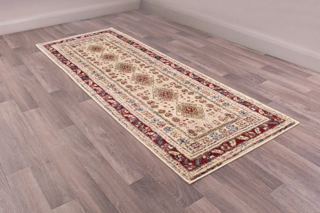 URCO orient urco 2520 cream red Cream Living Room Moroccan Rug.