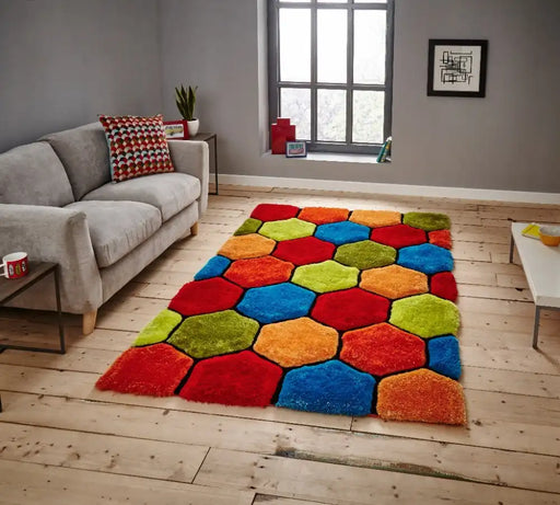 Think Rugs noble house 30782 30782 multi Multicoloured Living Room Shaggy Rug.