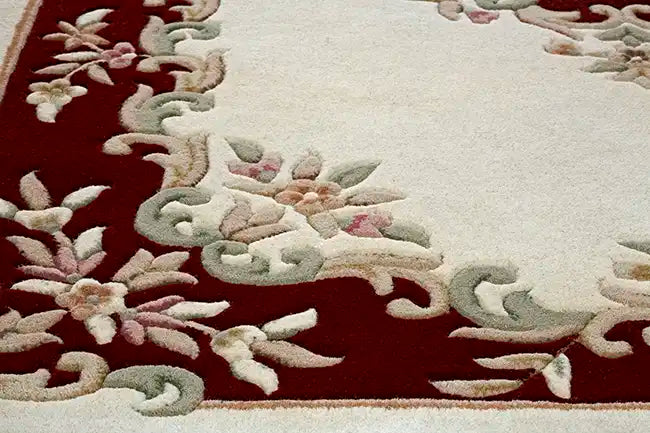 Oriental Weavers royal indian cream red Ivory, Red Living Room Wool Rug.