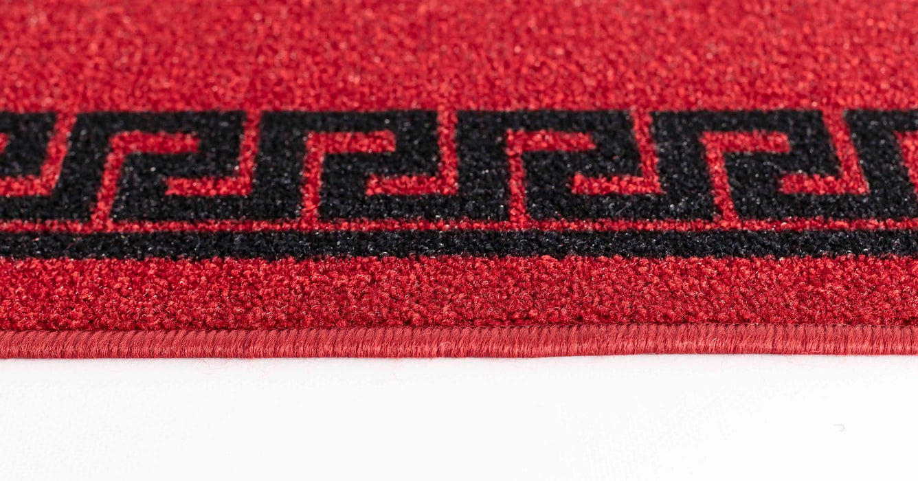 Serdim Rugs gel back 413 red black Black, Red Living Room Geometric Rug.