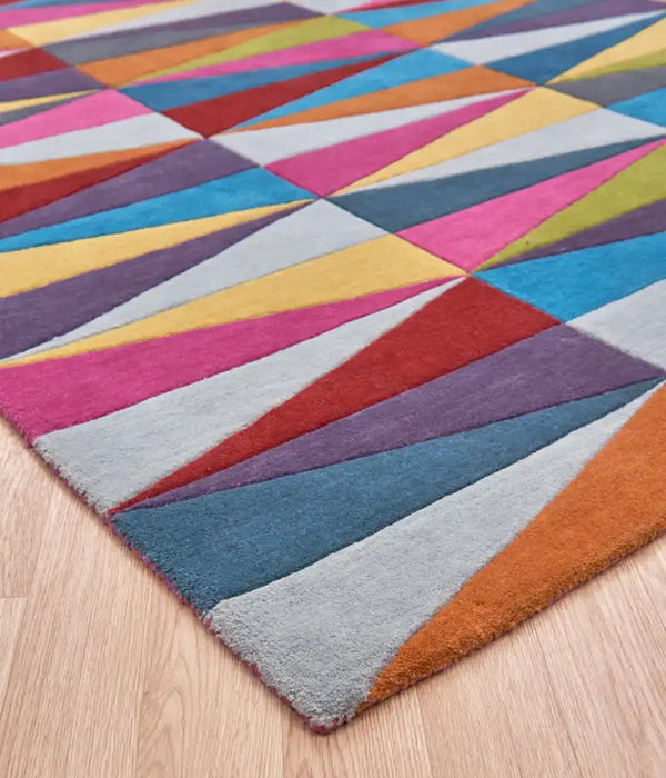 Asiatic funk funk triangles Multicoloured Living Room Wool Rug.