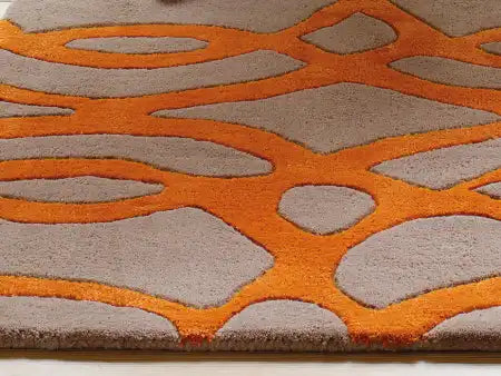 Asiatic wire matrix max37 orange Ivory, Orange Living Room Wool Rug.