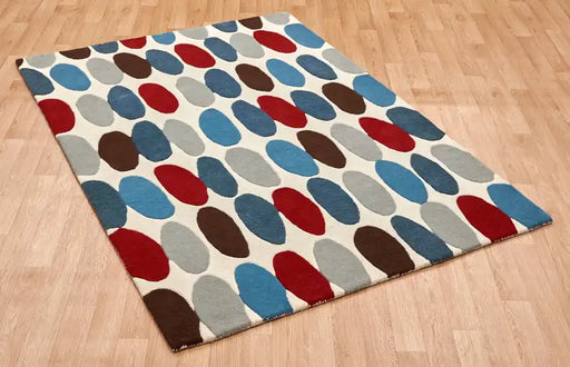Asiatic ripley matrix max33 red teal Blue, Ivory, Red Living Room Wool Rug.