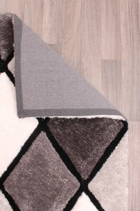 URCO 3d carved diamond grey Grey Living Room Geometric Rug.