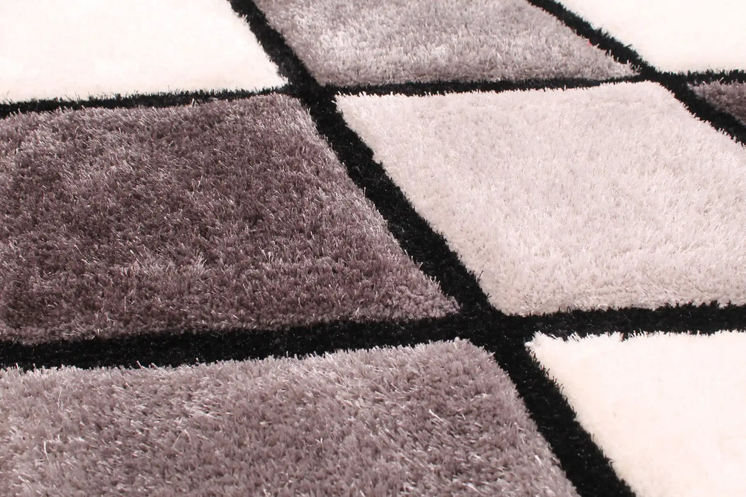 URCO 3d carved diamond grey Grey Living Room Geometric Rug.