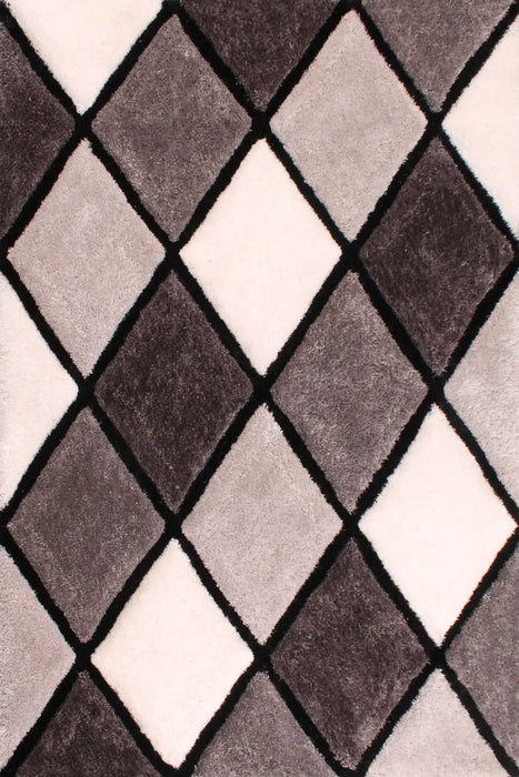 URCO 3d carved diamond grey Grey Living Room Geometric Rug.