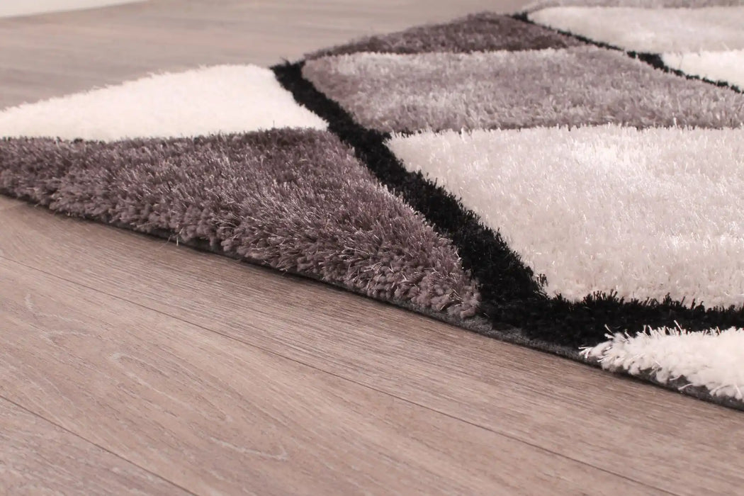 URCO 3d carved diamond grey Grey Living Room Geometric Rug.