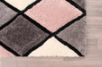 URCO 3d carved diamond blush Grey, Multicoloured, Pink Living Room Geometric Rug.