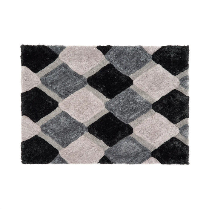 Origins 3d geo shaggy grey Grey, Multicoloured Living Room  Rug.