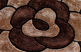 URCO 3d carved rose chocolate Brown, Beige Living Room Geometric Rug.