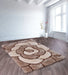 URCO 3d carved rose natural Brown, Beige Living Room Geometric Rug.