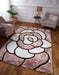 URCO 3d carved rose natural Brown, Beige Living Room Geometric Rug.