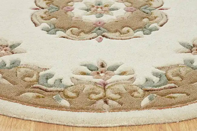 Oriental Weavers royal indian cream beige Beige, Ivory Living Room Wool Rug.