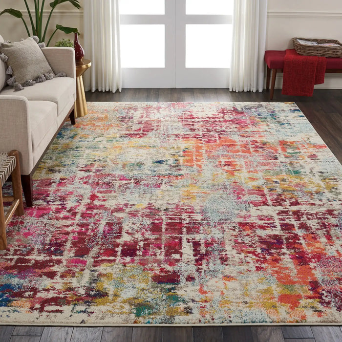 Nourison celestial ces13 pink multi Multicoloured, Pink Living Room  Rug.