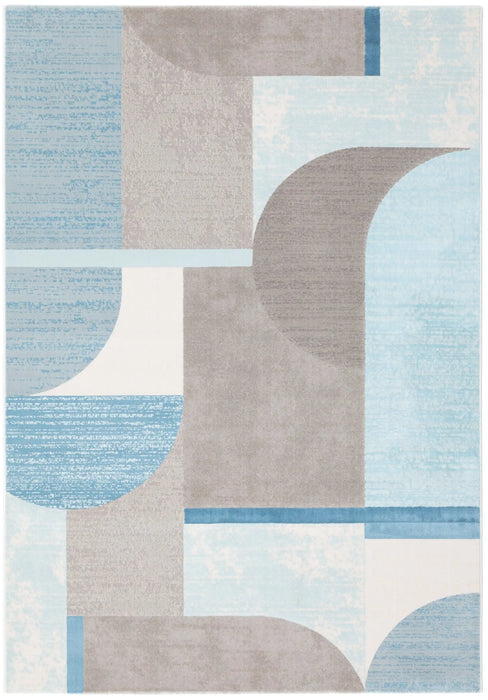 Mastercraft city 466109 ak500 Blue, Grey, Multicoloured Living Room Floral Rug.
