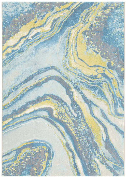 Mastercraft city 466154 ak504 Blue, Grey, Yellow, Multicoloured Living Room Floral Rug.