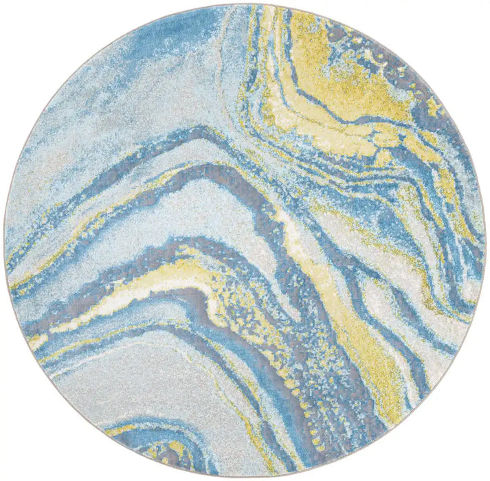 Mastercraft city 466154 ak504 Blue, Grey, Yellow, Multicoloured Living Room Floral Rug.