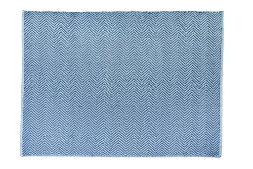 Origins hug rug woven herringbone denim Blue Living Room Flat Weave Rug.