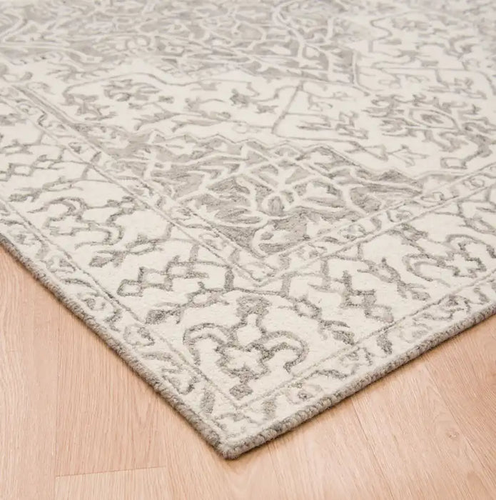 Asiatic bronte silver cream Grey, Ivory Living Room Wool Rug.