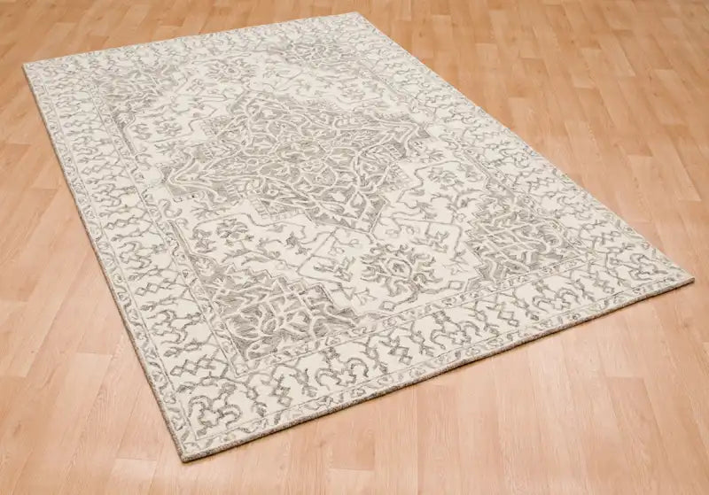 Asiatic bronte silver cream Grey, Ivory Living Room Wool Rug.