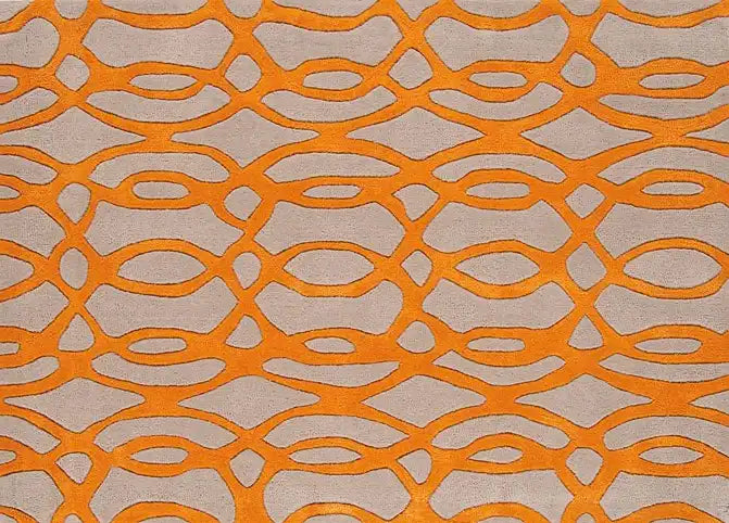 Asiatic wire matrix max37 orange Ivory, Orange Living Room Wool Rug.