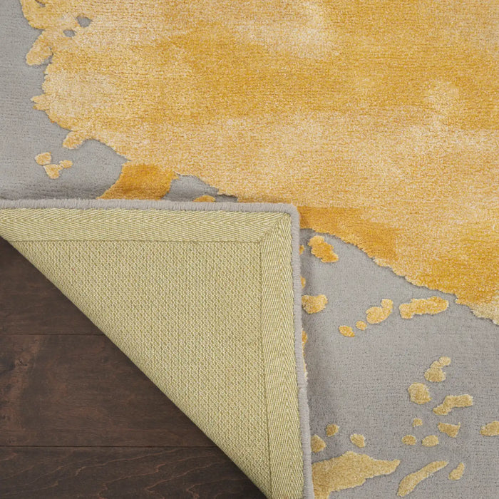 Nourison prismatic prs19 grey gold Grey, Yellow Living Room Wool Rug.