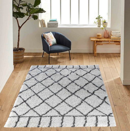 Serdim Rugs marrakesh 510 dark cream Grey, Cream Living Room Geometric Rug.