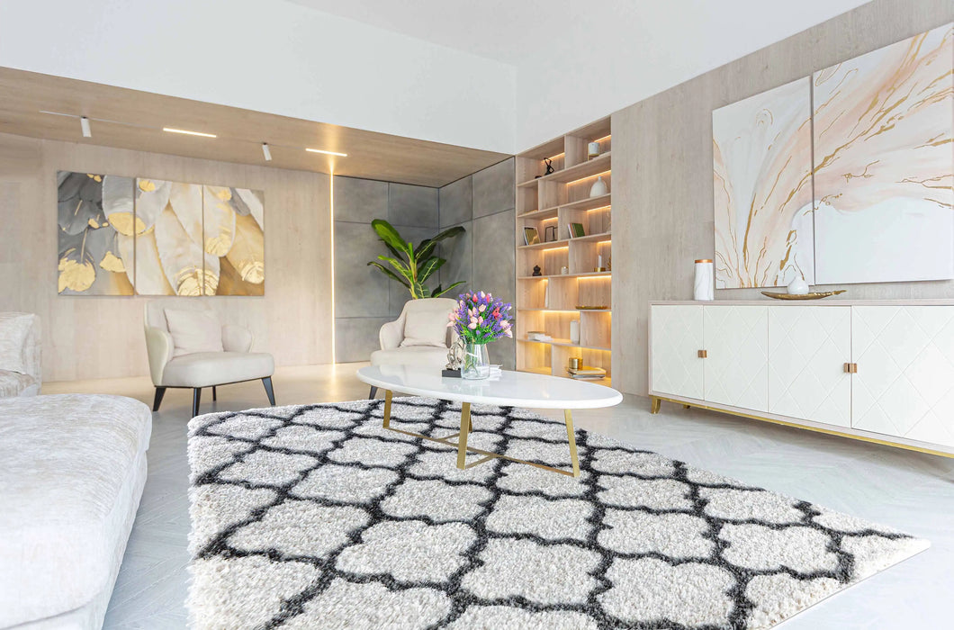 Serdim Rugs marrakesh 520 dark cream Grey, Cream Living Room Geometric Rug.
