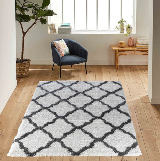 Serdim Rugs marrakesh 525 dark cream Grey, Cream Living Room Geometric Rug.