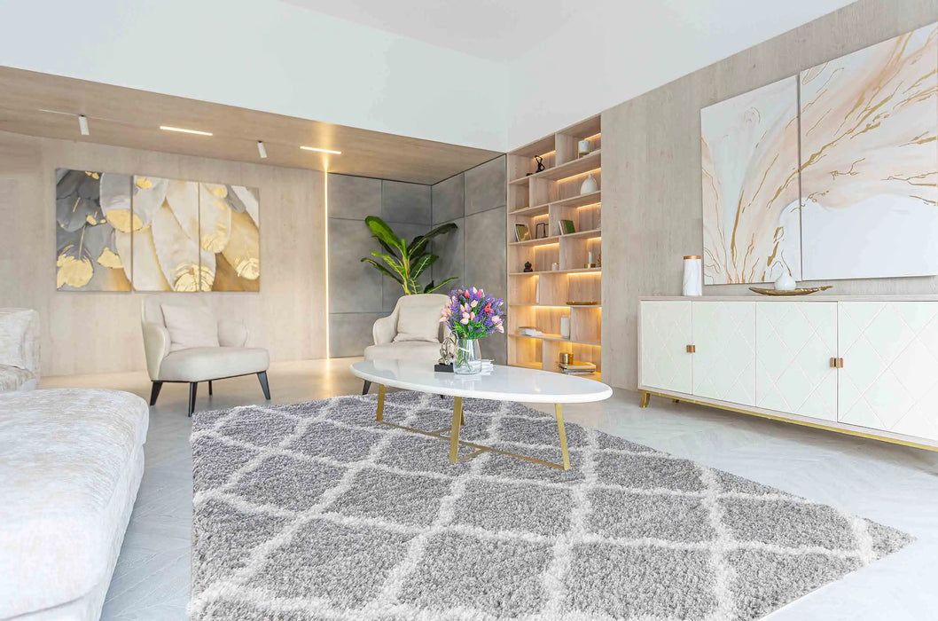 Serdim Rugs marrakesh 525 grey Grey Living Room Geometric Rug.