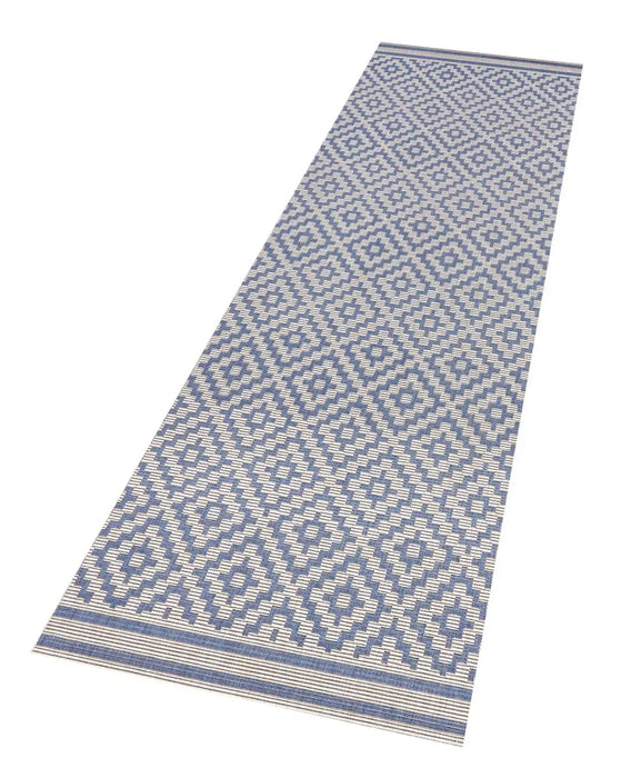 NorthRugs meadow raute blue cream Blue Living Room Striped Rug.