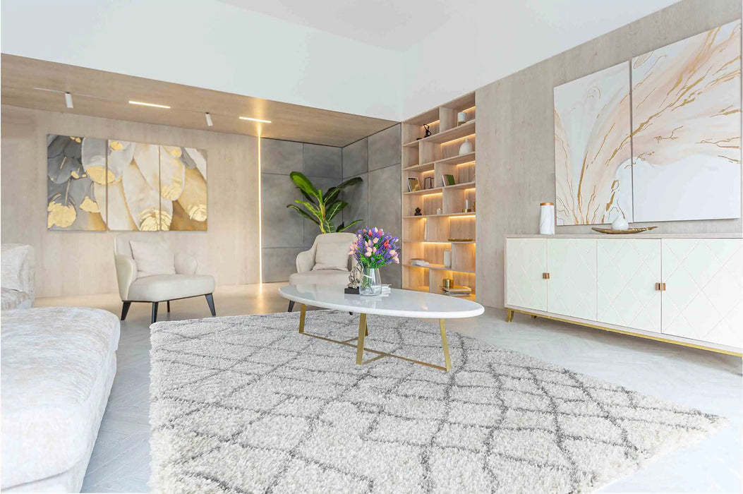 Serdim Rugs marrakesh 535 light cream Grey, Cream Living Room Geometric Rug.