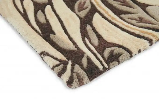 Morris & Co pimpernel aubergine 028805 Brown, Multicoloured Living Room Wool Rug.