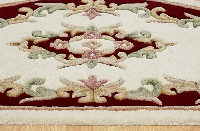 Oriental Weavers royal indian cream red Ivory, Red Living Room Wool Rug.